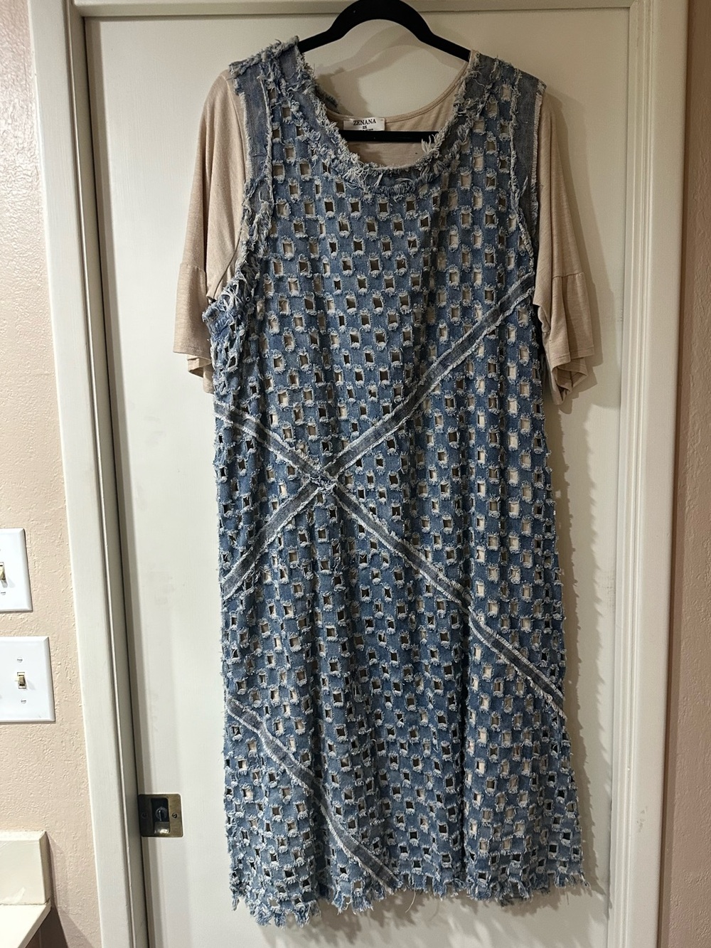 POL Blue Denim Dress with Tan Layering Dress and a denim duster (three pieces)